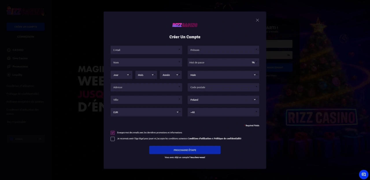 Rizz Casino Registration Guide